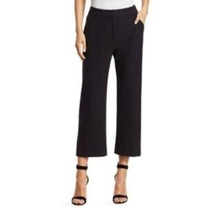 A.L.C. Torrence Crop Wide Leg Trousers 4 Black Textured Wool Blend Pants Office